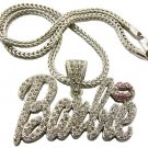 SILVER DOUBLE DIAMOND BARBIE NICKI MINAJ'S BARBIE PENDANT CHARM NECKLACE DS1