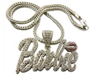 SILVER DOUBLE DIAMOND BARBIE NICKI MINAJ'S BARBIE PENDANT CHARM NECKLACE DS1