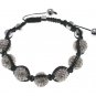 NEW SHAMBALLA SILVER 12MM CZ DIAMOND BALLS BRACELET MACRAME MB11RH