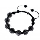 NEW SHAMBALLA HEMATITE 12MM BLACK DIAMOND BALLS BRACELET MACRAME MB11HE