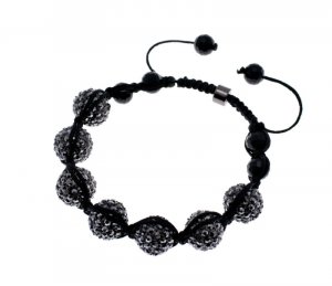 NEW SHAMBALLA HEMATITE 12MM BLACK DIAMOND BALLS BRACELET MACRAME MB11HE