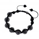 NEW SHAMBALLA BLACK 10MM CZ DIAMOND BALLS BRACELET MACRAME MB12HE