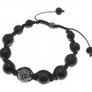 NEW SHAMBALLA BLACK 10MM CZ DIAMOND BALL BRACELET MACRAME FAUX ONYX MB18HE