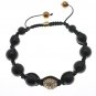 NEW SHAMBALLA GOLD 10MM CZ DIAMOND BALL BRACELET MACRAME FAUX ONYX MB16G