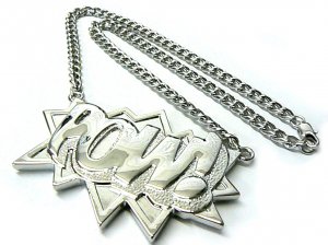 Silver POW Pendant Charm Necklace Chain Kanye West New