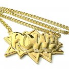 Gold POW Pendant Charm Necklace Chain Kanye West New