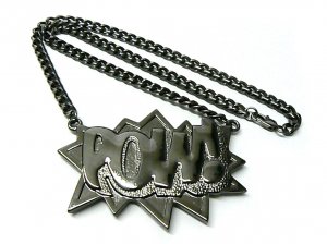 Black POW Pendant Charm Necklace Chain Kanye West New