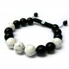 12mm Black White 15 Round Bead Shamballa Bracelet MB137