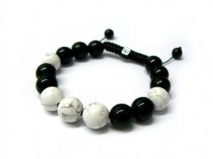 12mm Black White 15 Round Bead Shamballa Bracelet MB137