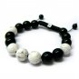 12mm Black White 15 Round Bead Shamballa Bracelet MB137