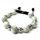 12mm White Silver Marble Beads Shamballa Bracelet MB132