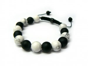 12mm Black White Marble Beads Shamballa Bracelet MB147