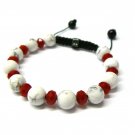 10mm Red White Marble Beads Shamballa Bracelet MB158