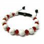 10mm Red White Marble Beads Shamballa Bracelet MB158