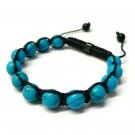 10mm Aqua Round Marble Beads Shamballa Bracelet MB167