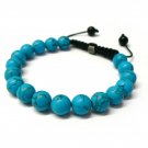 10mm Aqua Round Marble Beads Shamballa Bracelet MB166
