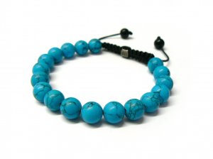 10mm Aqua Round Marble Beads Shamballa Bracelet MB166
