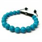 10mm Aqua Round Marble Beads Shamballa Bracelet MB166
