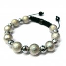 12mm Silver Frosted Crystal Bead Shamballa Bracelet MB133R