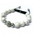 12mm Silver 1 Crystal Marble Beads Shamballa Bracelet MB154