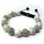 12mm Silver 7 Crystal Marble Beads Shamballa Bracelet MB138