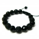 12mm Jet Black 7 Diamond Crystals Shamballa Bracelet HB18BP