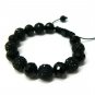 12mm Jet Black 7 Diamond Crystals Shamballa Bracelet HB18BP