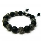 12mm Matte Black 7 Diamond Crystals Shamballa Bracelet HB20HE