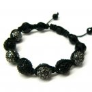 12mm Jet Black 7 Diamond Crystals Shamballa Bracelet HB17HE