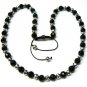 30" Silver & Black DIA Beads Shamballa Necklace MC159