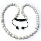 30" White Marble Stone Beads Shamballa Necklace MC161