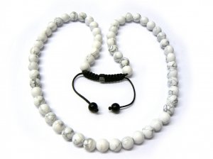 30" White Marble Stone Beads Shamballa Necklace MC161