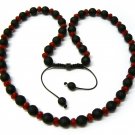 30" Red & Black Matte Beads Shamballa Necklace MC166