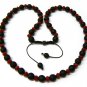 30" Red & Black Matte Beads Shamballa Necklace MC166