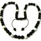 30" White Marble & Black Matte Shamballa Necklace MC164