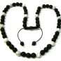 30" White Marble & Black Matte Shamballa Necklace MC164
