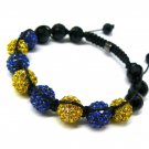 10mm 8 Blue Yellow Diamonds Shamballa Bracelets MB25Y-BL