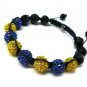10mm 8 Blue Yellow Diamonds Shamballa Bracelets MB25Y-BL