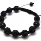 12mm 7 Jet Black Diamond Crystals Shamballa Bracelets HB106BK
