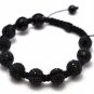 12mm 7 Jet Black Diamond Crystals Shamballa Bracelets HB106BK