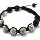 12mm 7 Silver Diamond Crystals Shamballa Bracelets HB106R