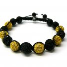 10mm 11 Black Yellow Diamond Crystals Shamballa Bracelets MB64