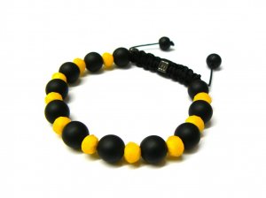10mm Black Yellow Matte Beads Shamballa Bracelet MB232