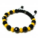 10mm Black Yellow Matte Beads Shamballa Bracelet MB230