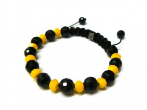 10mm Black Yellow Matte Beads Shamballa Bracelet MB230