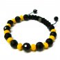 10mm Black Yellow Matte Beads Shamballa Bracelet MB230