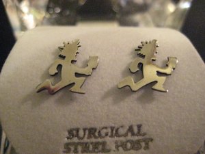 ICP HATCHET MAN JUGGALO SILVER STAINLESS STEEL STUD EARRINGS JUGGALO HATCHETMAN