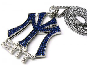 New York Entertainment NY ENT Silver Necklace Pendant P597R-BL