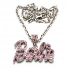 Nicki Minaj Barbie Small Necklace Pendant - Silver Pink MZ34R-PK