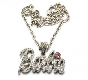 Nicki Minaj Barbie Small Necklace Pendant - Silver Pink MZ34R-1